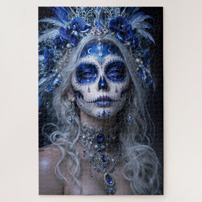 Quebra-cabeça Lua Safira Calavera – Azul Celestial (Vertical)