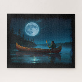 Quebra-cabeça Lua sobre a ilha de Vancouver e a canoa