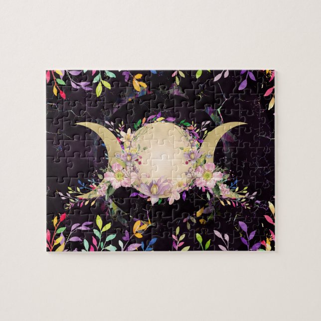 Quebra-cabeça Lua tripla - Deusa tripla - Cores d'água (Horizontal)