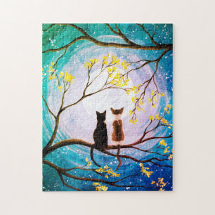 Quebra-cabeça Lua Whimsical com arte de gatos