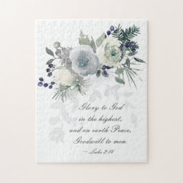 Quebra-cabeça Luke 2:14 "Glória a Deus" White Rose Natal