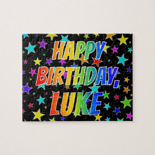 Quebra-cabeça "LUKE" Primeiro Nome, Diversão "FELIZ ANIVERSÁRI