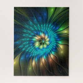 Quebra-cabeça Luminosa Fantasia Flor, Colorida Abstrato Fractal