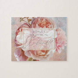 Quebra-cabeça LÚMINOUS ROSA Elegante Moderna Bridesmaid Floral