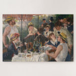 Quebra-cabeça Luncheon of the Boating Party Renoir Painting Art<br><div class="desc">Custom, personalized, family kids vintage art lovers 1000 pieces jigsaw puzzle, featuring a beautiful masterpiece vintage painting, oil on canvas, by Pierre-Auguste Renoir, featuring a relaxed boating party engrossed in conversations during a luncheon, and your note / greetings in an elegant faux gold typography script. Made of sturdy cardboard and...</div>