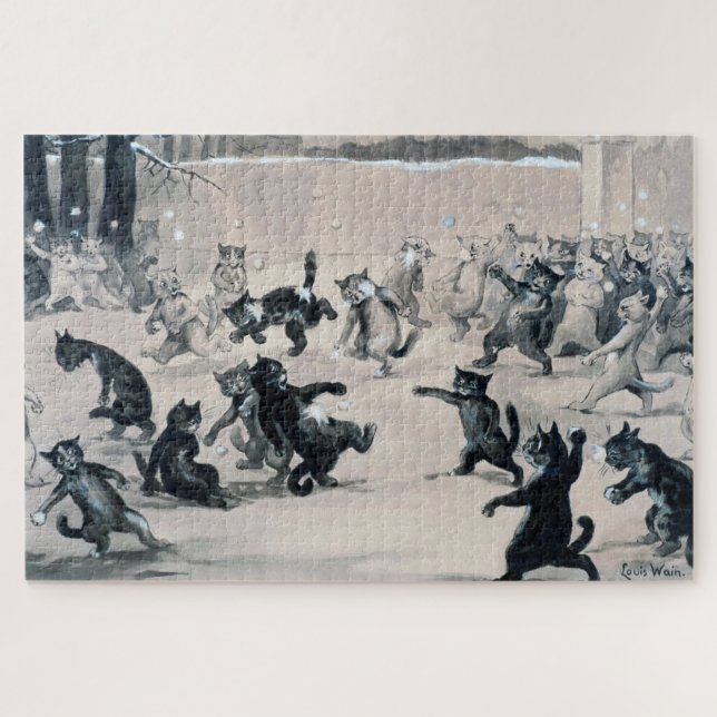 Quebra-cabeça Luta de Gatos Snowball, Louis Wain (Horizontal)