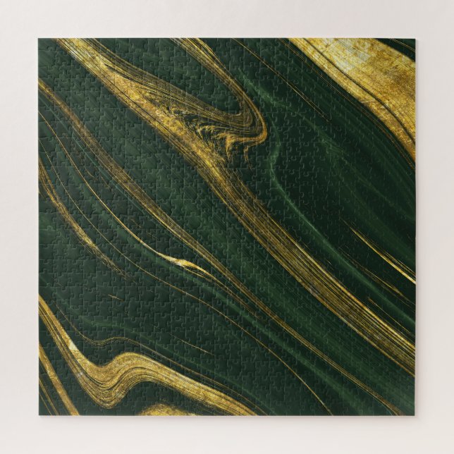 Quebra-cabeça Luxuoso Onyx Verde: Ouro Marble. (Vertical)