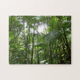 Quebra-cabeça Luz do sol através da capa tropical da floresta tr