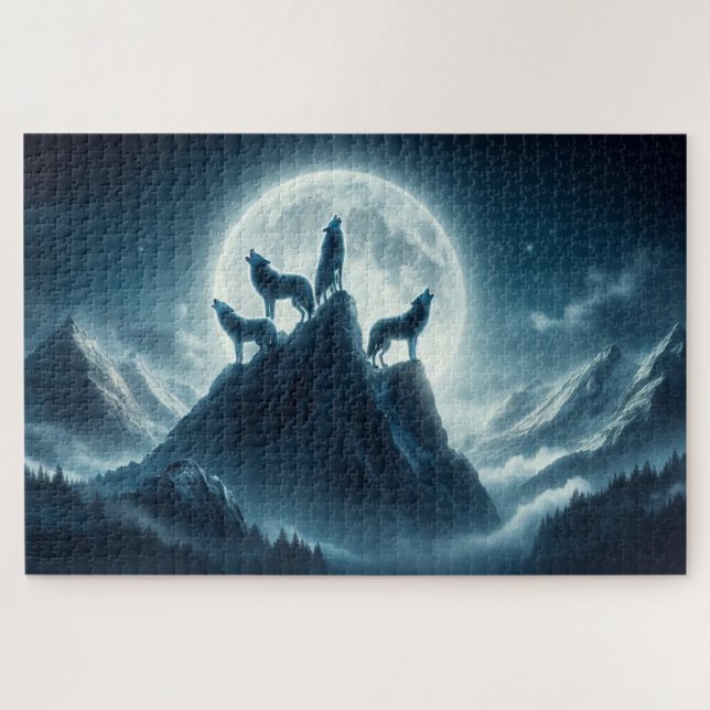 Quebra-cabeça Luz Picos, Lobos Majestosos, Lobos Howling (Horizontal)
