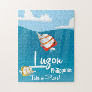 Quebra-cabeça Luzon, filipinas, poster de viagens de desenho ani