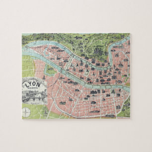 Quebra-cabeça Lyon Monumental Map Garnier Freres Paris 1894