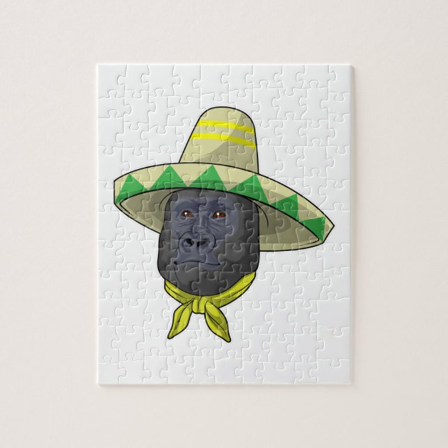 Quebra-cabeça Macaco com chapéu de palha (Vertical)