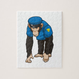 Quebra-cabeça Macaco como agente da polícia com uniforme