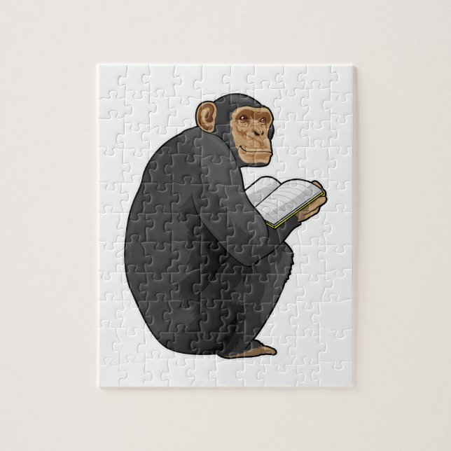Quebra-cabeça Macaco como Nerd do Livro (Vertical)