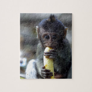 Quebra-cabeça Macaco-macaco-bebê bonito comendo banana