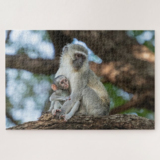 Quebra-cabeça Macaco Social – Foto de Animal Africano (Horizontal)