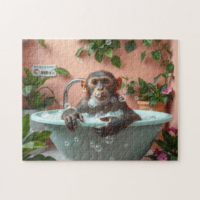 Quebra-cabeça Macaco toma banho (Horizontal)