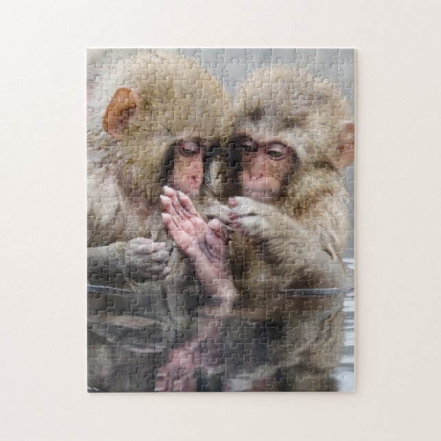 Quebra-cabeça Macacos pequenos | Hot Springs, Japão (Vertical)