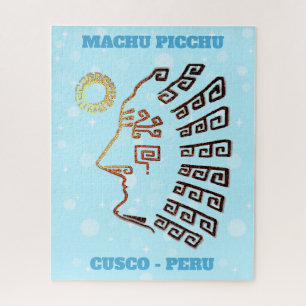 Quebra-cabeça Machu Picchu Cusco Peru Art em azul claro