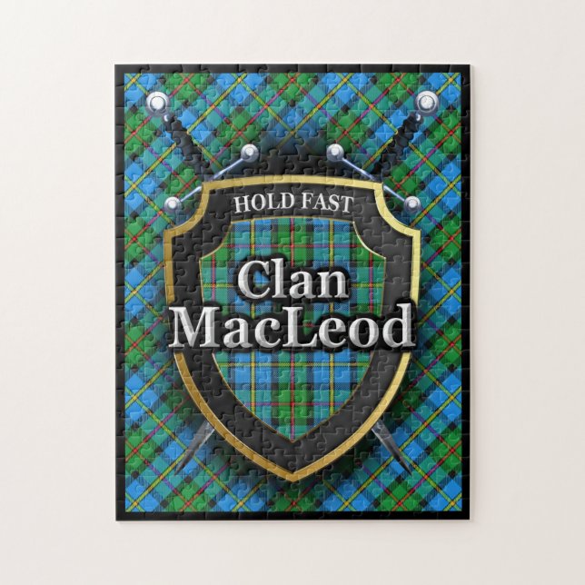 Quebra-cabeça MacLeod Clan Harris Tartan Swords e Shield (Vertical)