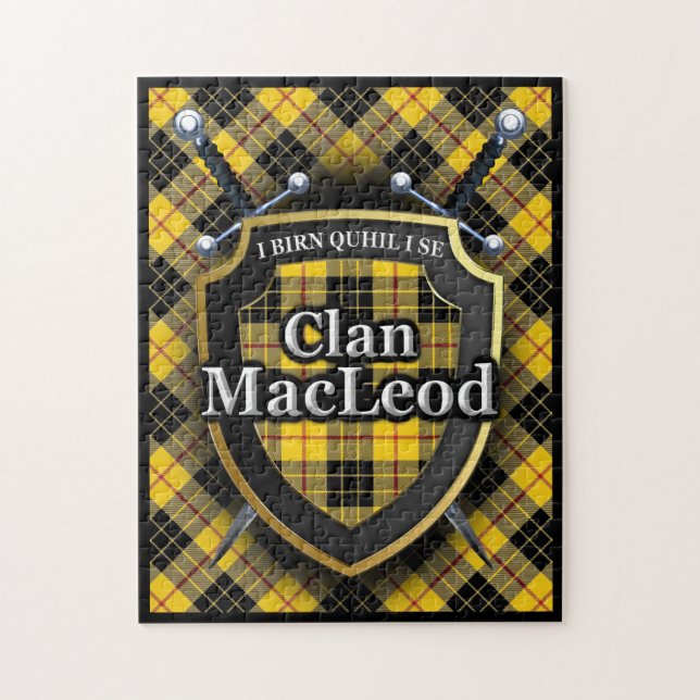 Quebra-cabeça MacLeod Clan Lewis Tartan Swords e Shield (Vertical)
