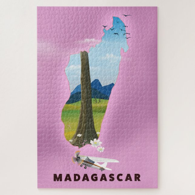 Quebra-cabeça Madagáscar - poster de viagens Ilustrado (Vertical)