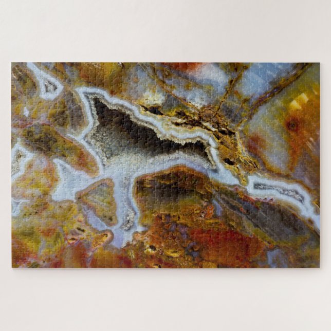 Quebra-cabeça Madeira Petrificada com cristais (Horizontal)