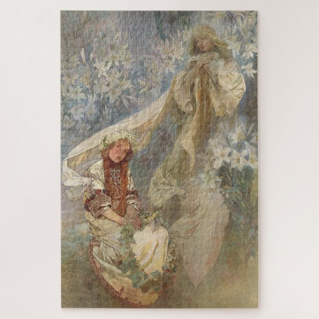 Quebra-cabeça Madona dos lírios por Alphonse Mucha (Vertical)