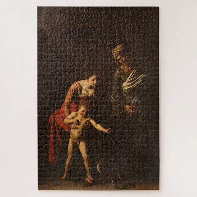 Quebra-cabeça Madonna e Criança com a Santo Anne - Caravaggio (Vertical)