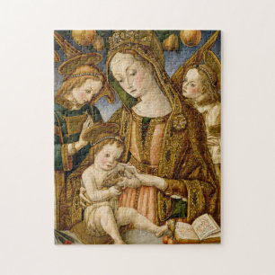 Quebra-cabeça Madonna e criança com dois anjos