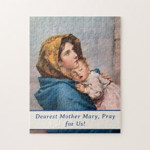 Quebra-cabeça Madonna personalizável com filho Cristo