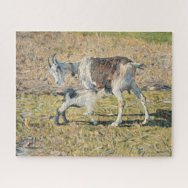 Quebra-cabeça Madre Goat com seu Jovem Criança (por Segantini) (Horizontal)