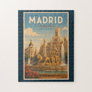 Quebra-cabeça Madrid Espanha Fonte Cibeles Ilustração Viagem