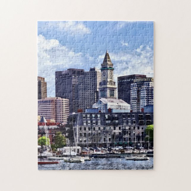 Quebra-cabeça Mãe de Boston - Skyline com Torre Personalizada da (Vertical)