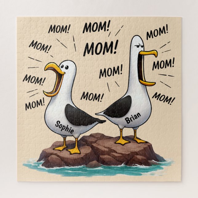 Quebra-cabeça Mãe de Gaivota Divertida Personalizada (Vertical)