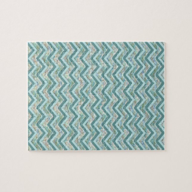Quebra-cabeça Mãe de Pérola Teal ZigZag (Horizontal)