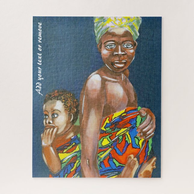 Quebra-cabeça Mãe e criança tribais africanas, arte colorida, (Vertical)
