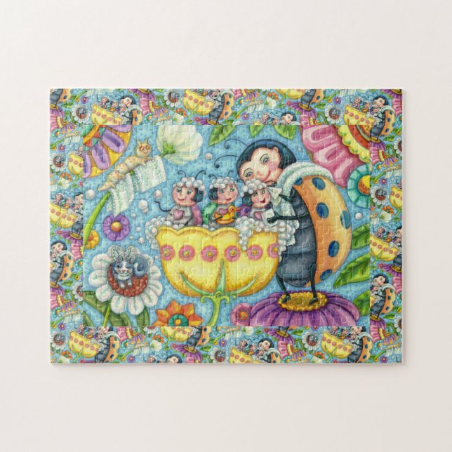 QUEBRA-CABEÇA MÃE LADYBUG E CRIANÇAS, BANHO DE BOLHA DE TULIP (Horizontal)