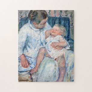 Quebra-cabeça Mãe prestes a lavar seu filho sonolento, Cassatt