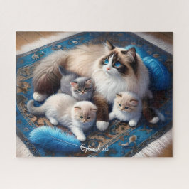 Quebra-cabeça Mãe Ragdoll Gato e Gatinhos