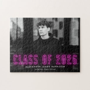 Quebra-cabeça Magenta Modern Neon Classe de Graduação 2022 Foto