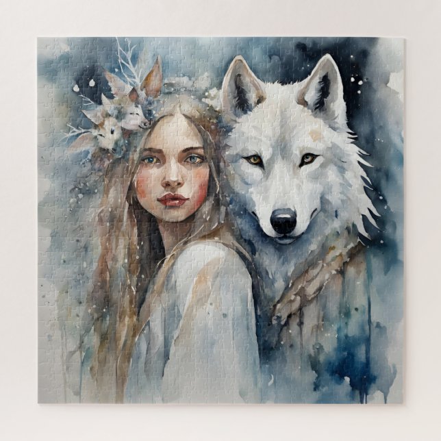 Quebra-cabeça Magia Eslava: A Menina e o Lobo Branco (Vertical)