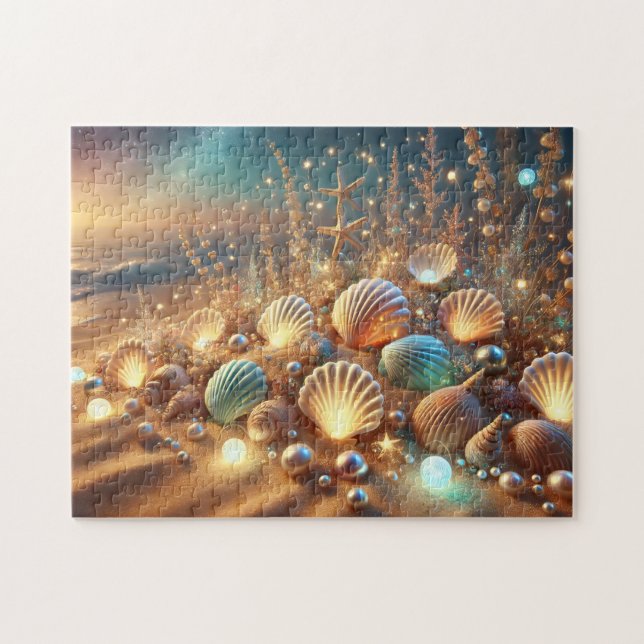 Quebra-cabeça Magic Seashell Garden Mystical Ocean Beach Scene (Horizontal)