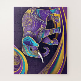 Quebra-cabeça Mágica à meia-noite: Elefante roxo e Dourado