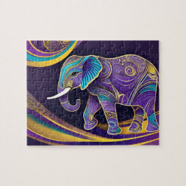Quebra-cabeça Mágica à meia-noite: Elefante roxo e Dourado
