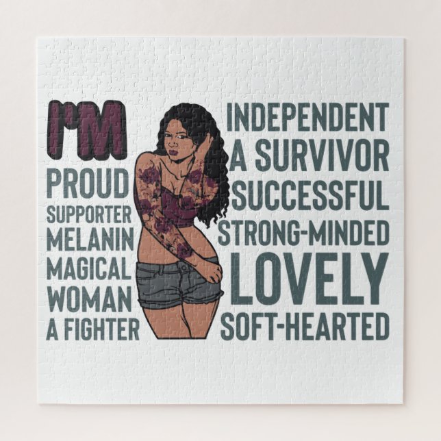 Quebra-cabeça Mágica menina negra, pata de melanina, irmã, esqui (Vertical)