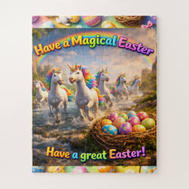 Quebra-cabeça Magical unicorn Easter jigsaw puzzle rainbow fan t