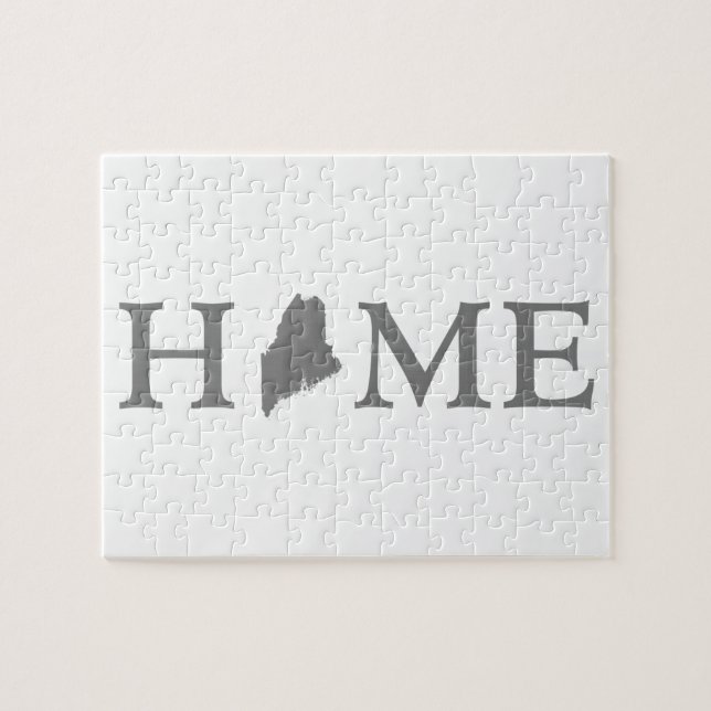 Quebra-cabeça Maine Home State Shaped Letter Gray Word Art (Horizontal)