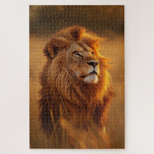 Quebra-cabeça Majestic Golden Lion Sunset Puzzle (Vertical)