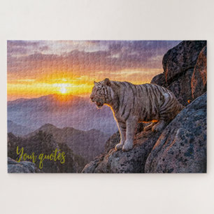Quebra-cabeça Majestoso pôr do sol do tigre branco